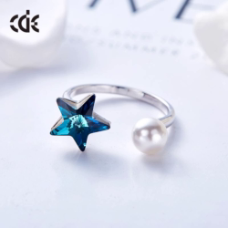 The cute sapphire star with a pearl ring - CDE.Jewelry.Eg