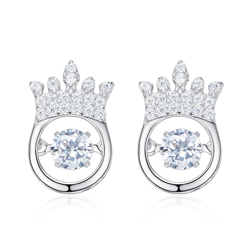 Sterling silver crown dancing crystal earring - CDE Jewelry Egypt