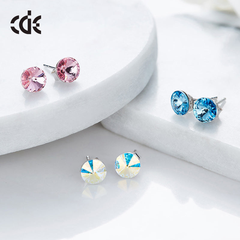 Sterling silver simple one crystal earring - CDE Jewelry Egypt