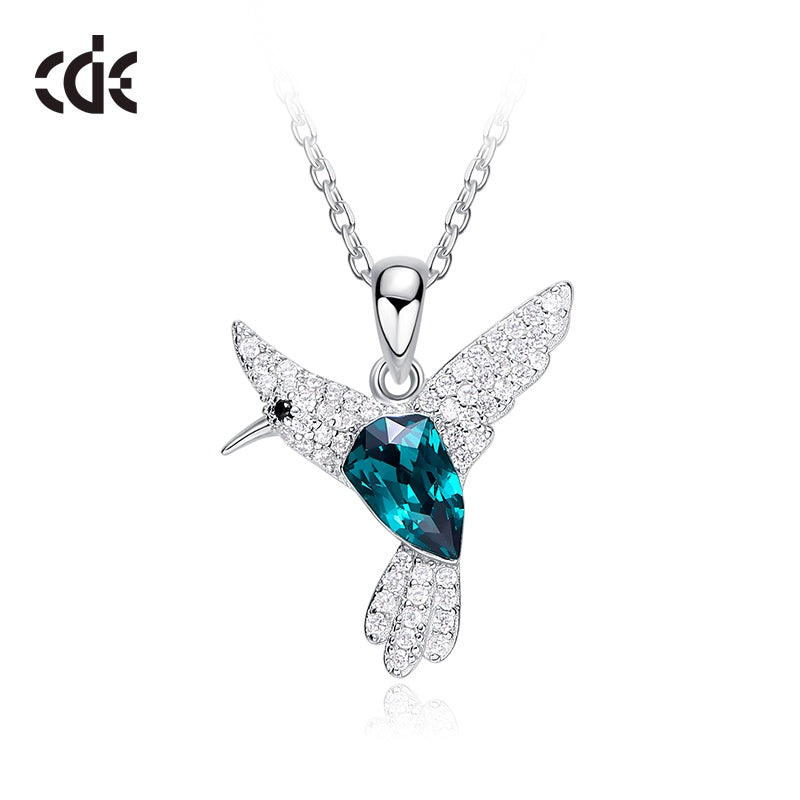 Sterling silver flying Emerald hummingbird necklace - CDE Jewelry Egypt