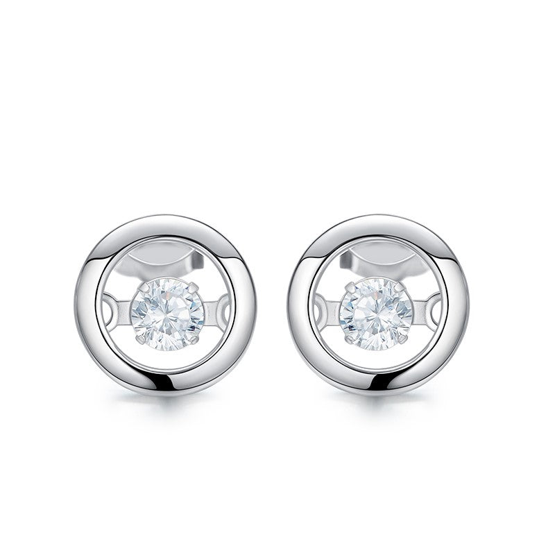 Sterling silver elegant circular dancing crystal earring - CDE Jewelry Egypt