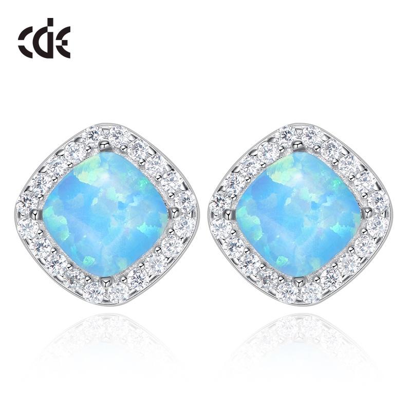 Sterling silver elegant blue / white opal with crystals earring - CDE.Jewelry.Eg