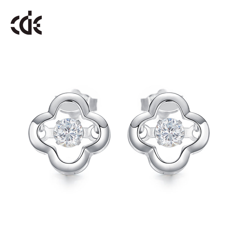 Sterling silver cute clover dancing crystal earring - CDE Jewelry Egypt
