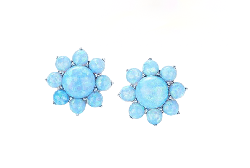 Sterling silver blue opal flower earring - CDE Jewelry Egypt